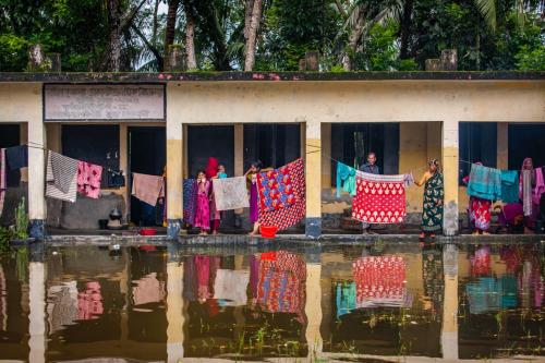 A primary school in Noakhali Sadar District has been converted into a makeshift shelter for over 100 people