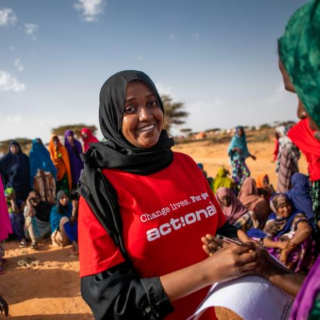 Hibo (Action Aid staff member) helps coordinate and faciliate the distribution of dignity kits to women in an IDP camp in Somaliland.